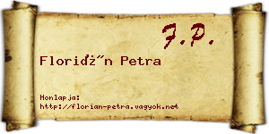 Florián Petra névjegykártya